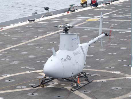 MQ-8“火力侦察兵”无人直升机能够在美国海军的海面舰艇上操作，并且能够挂载传感器吊舱完成监视任务，或者未来携带武器用于执行攻击任务。
