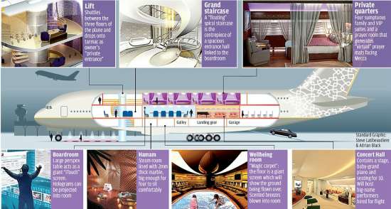 揭秘最大最豪华私人飞机：价值3亿英镑(图)