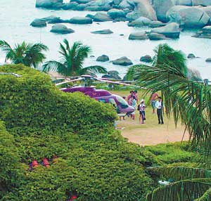 东莞富豪开直升机上岛游泳